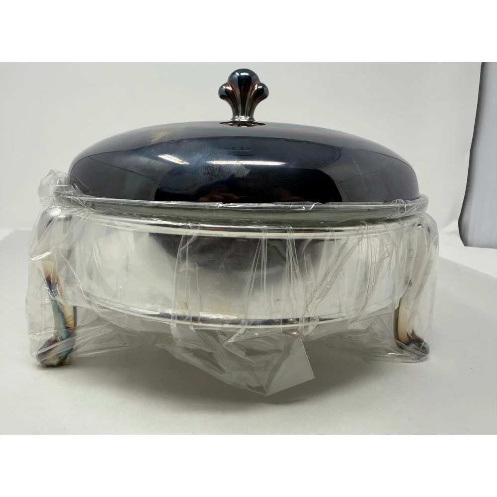 Oneida USA Juilliard Silverplate 2 Quart Round Covered Baker Glass Liner 0993A